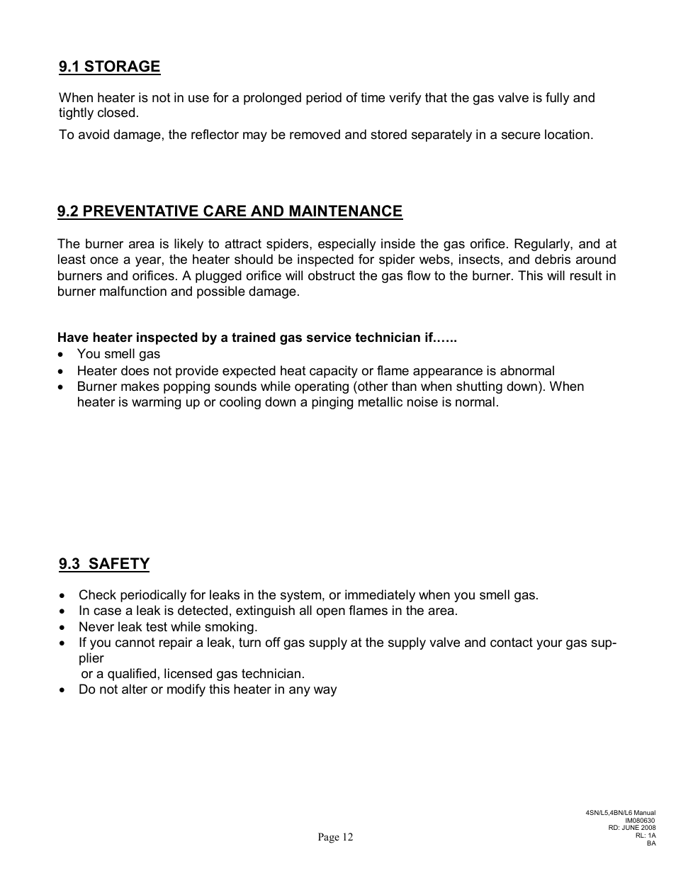 3 safety, 1 storage, 2 preventative care and maintenance | Schwank Parasol Series Post Mount User Manual | Page 15 / 16