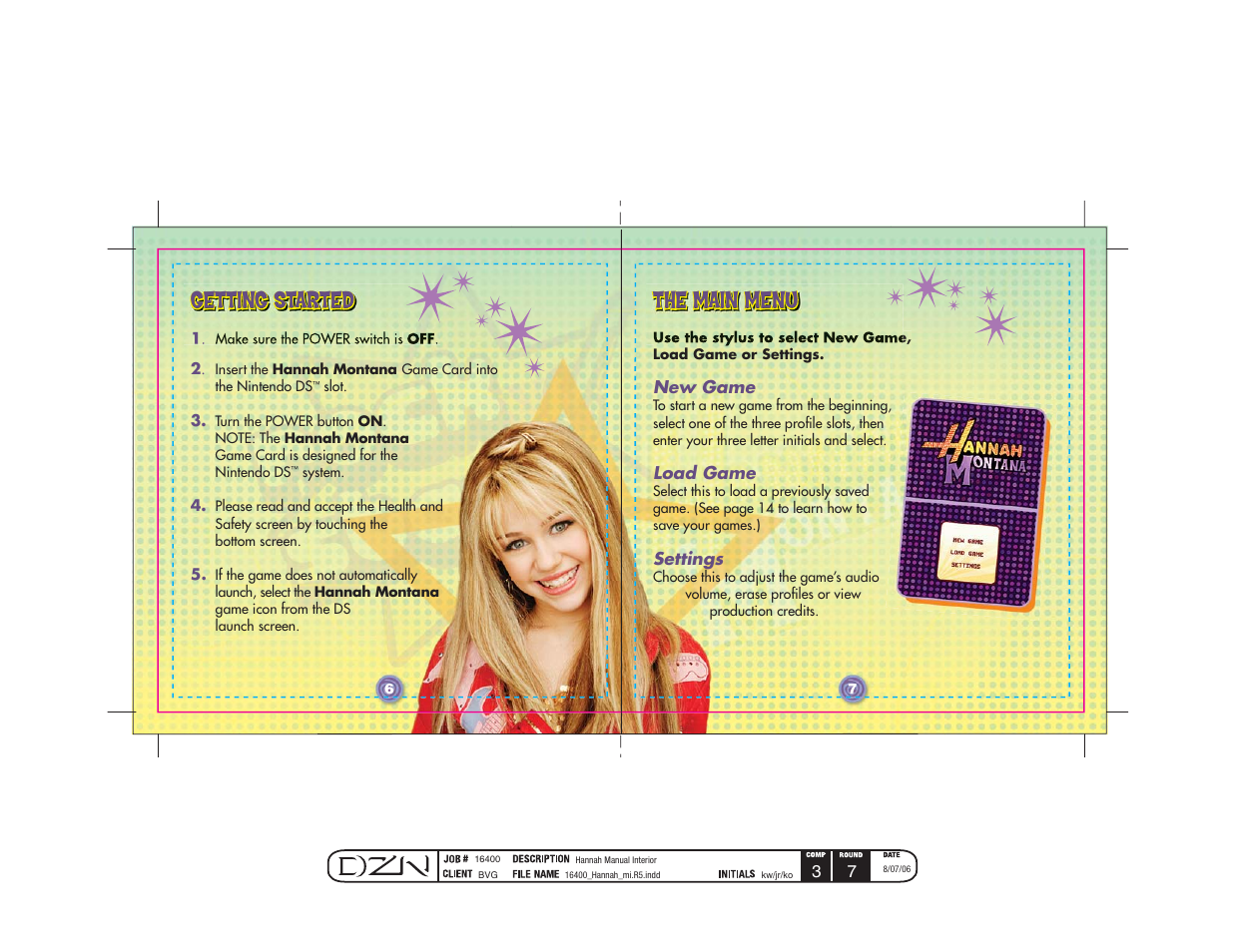 The main menu, Getting started | Disney Interactive Studios Hannah Montana for Nintendo DS User Manual | Page 5 / 12