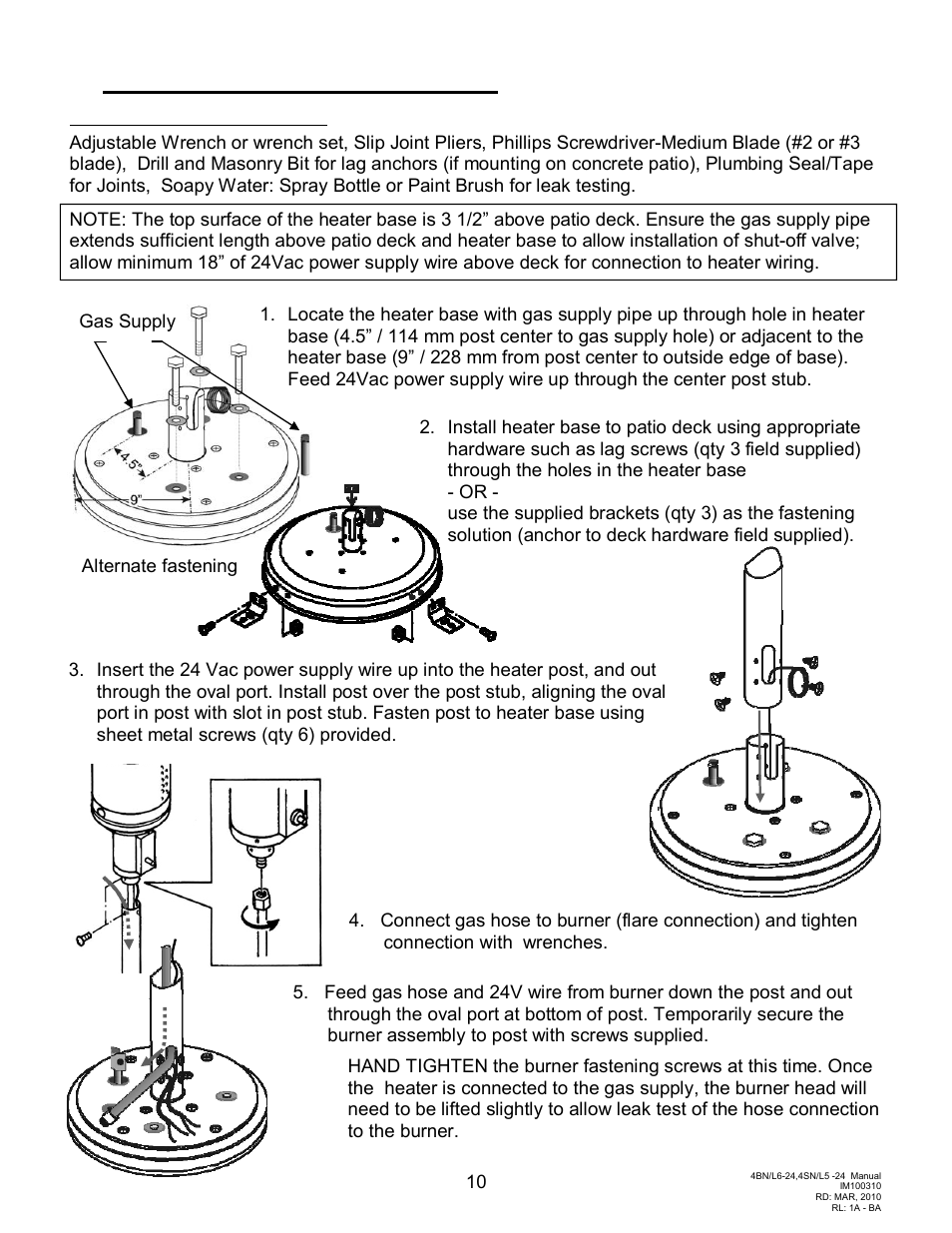 Heater assembly & installation | Schwank Parasol Series Post Mount 24 volt User Manual | Page 10 / 29