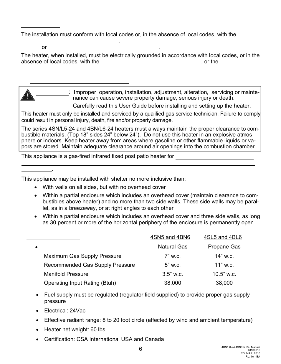Installation requirements, General, Warning | Specifications | Schwank Parasol Series Post Mount 24 volt User Manual | Page 6 / 29