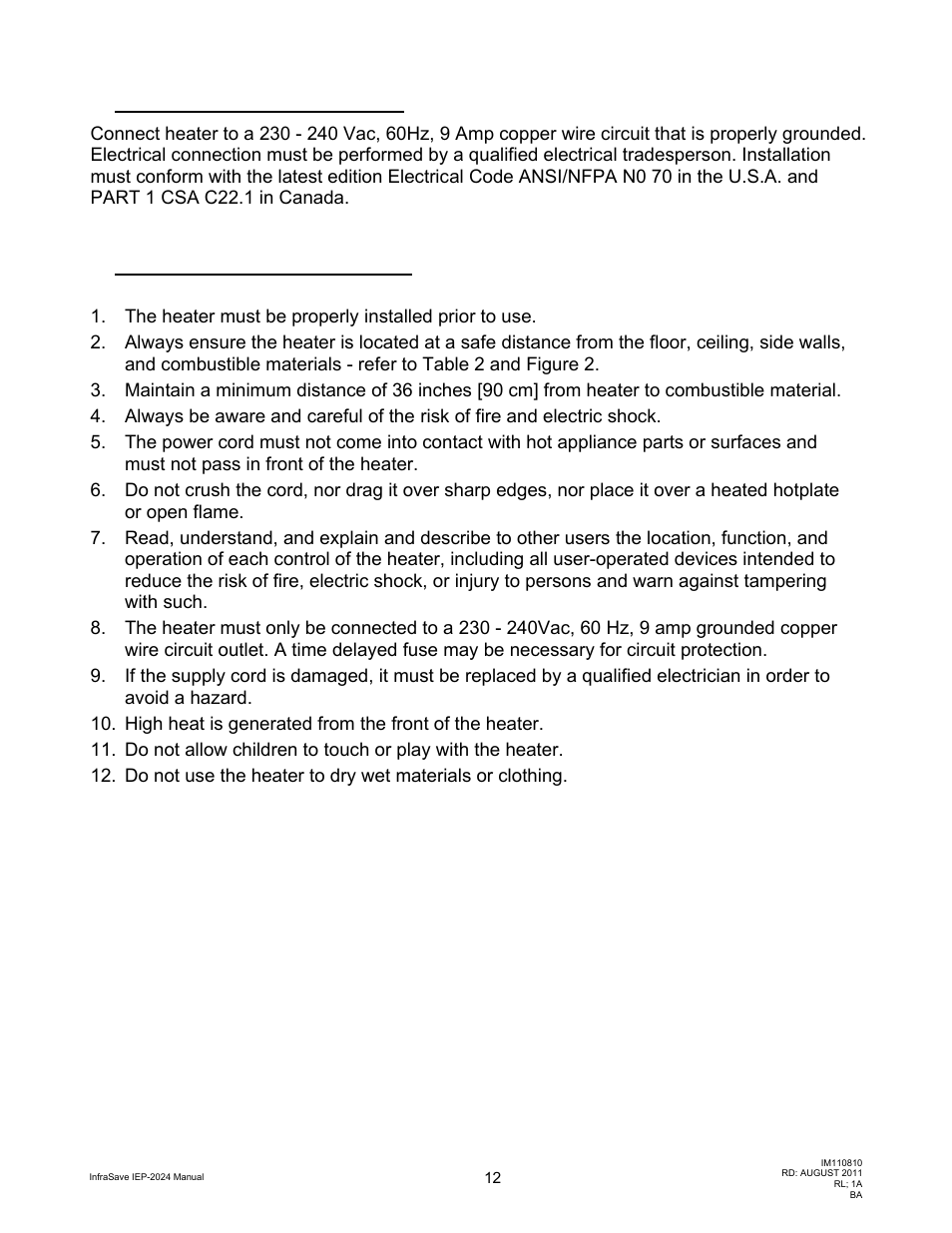 Operating instructions 5. electrical connection | Schwank IEP-2024 User Manual | Page 12 / 18