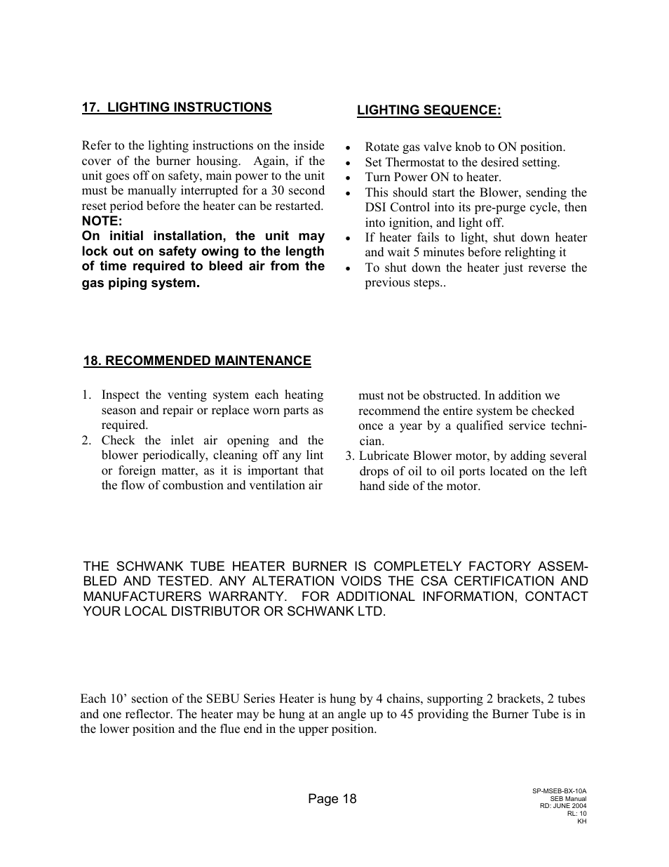 Schwank SEB(U) User Manual | Page 22 / 35