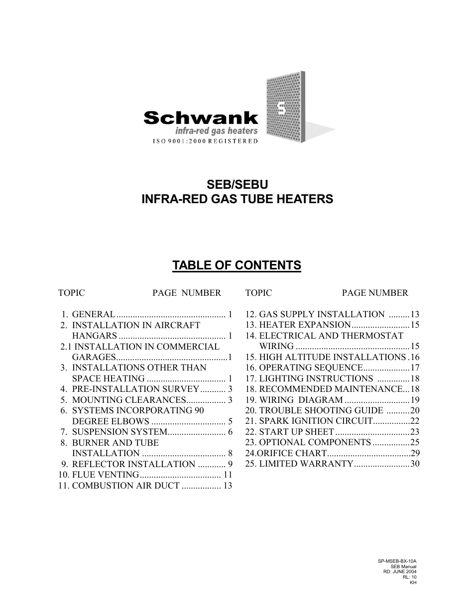 Schwank SEB(U) User Manual | Page 3 / 35