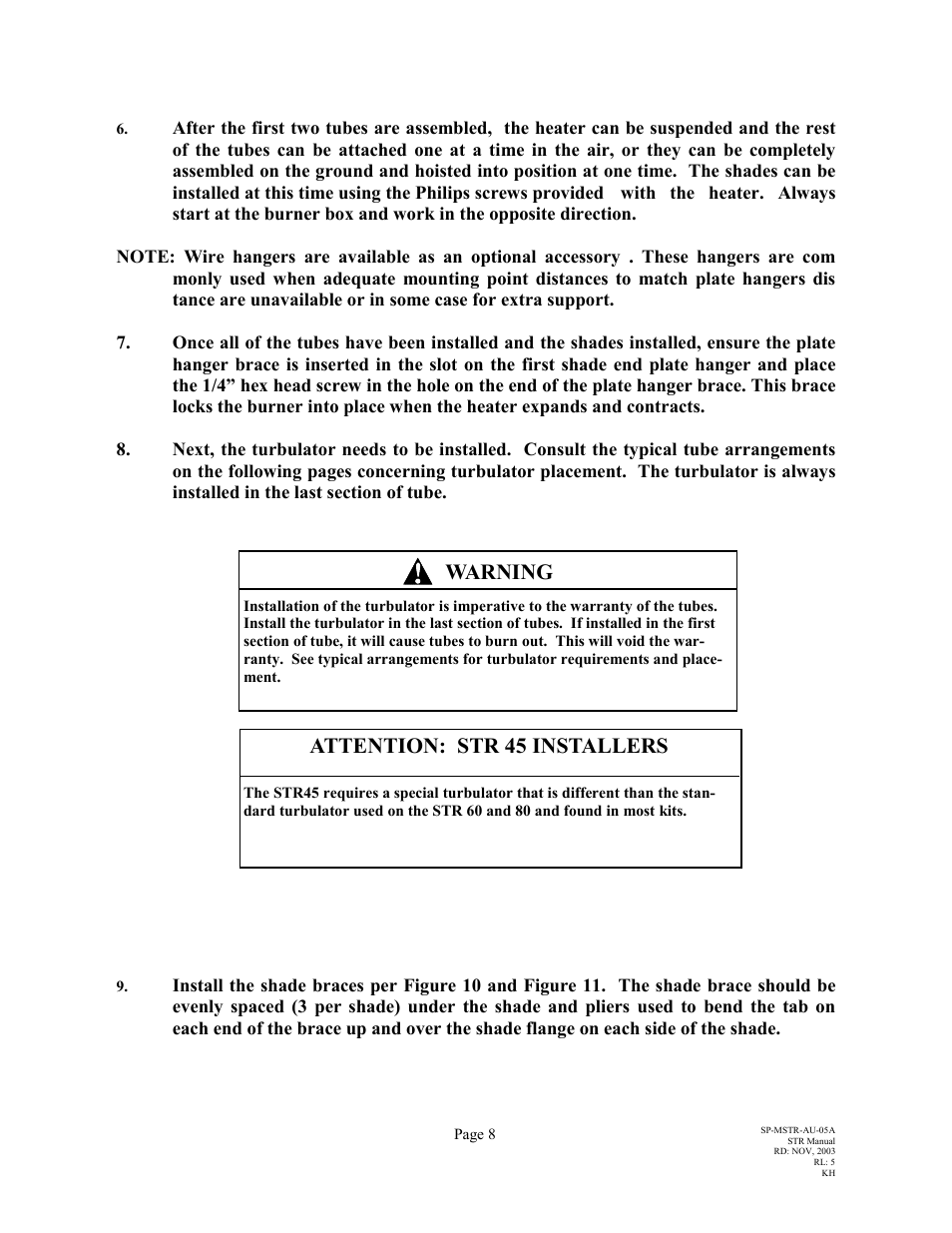 Warning, Attention: str 45 installers | Schwank STR-USA User Manual | Page 12 / 33