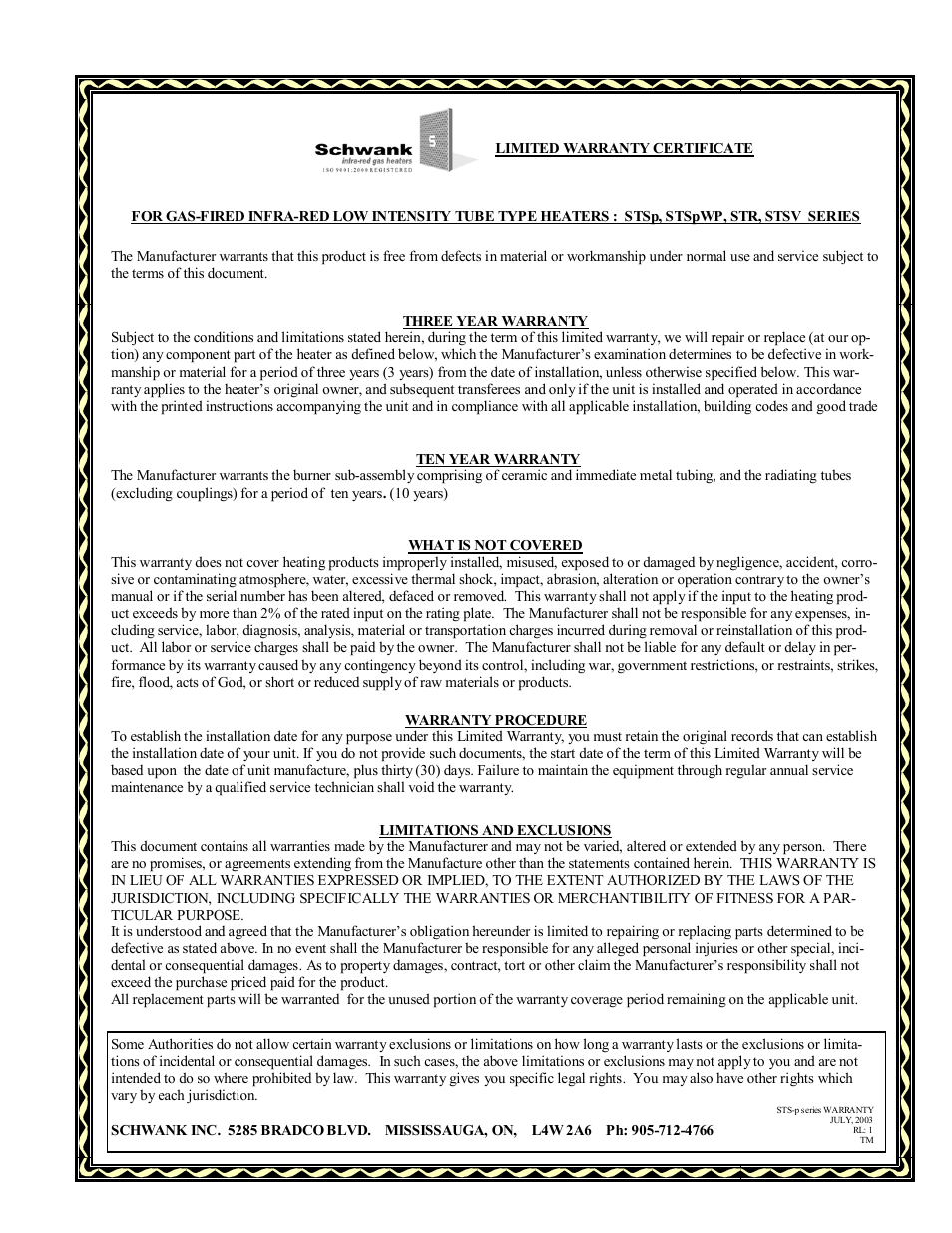 Schwank STR-CANADA User Manual | Page 33 / 33