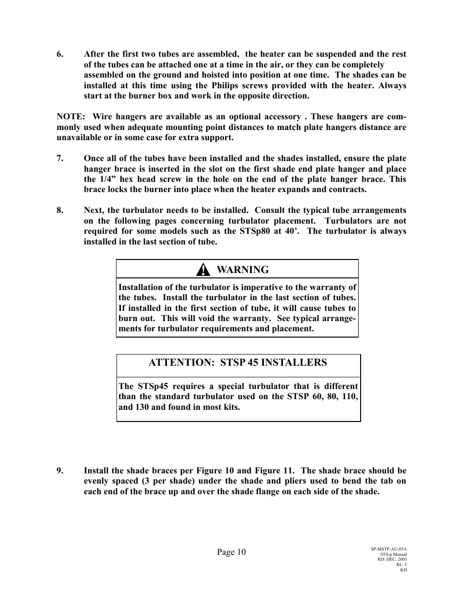 Warning, Attention: stsp 45 installers | Schwank STSp-USA User Manual | Page 14 / 39