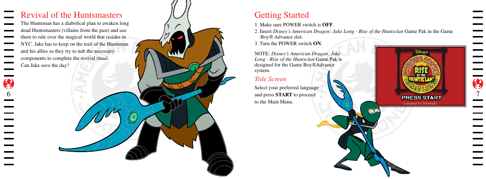 Revival of the huntsmasters, Getting started | Disney Interactive Studios American Dragon User Manual | Page 3 / 10