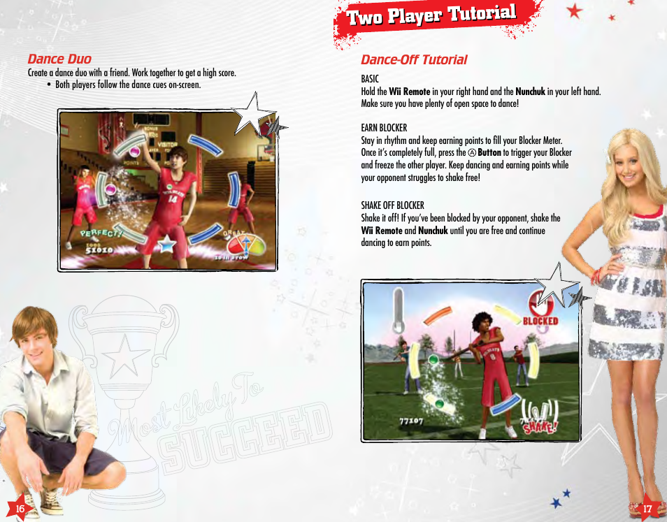 Two player tutorial, Dance duo, Dance-off tutorial | Disney Interactive Studios Nintendo Wii High School Musical 3: Senior Year DANCE! User Manual | Page 10 / 11