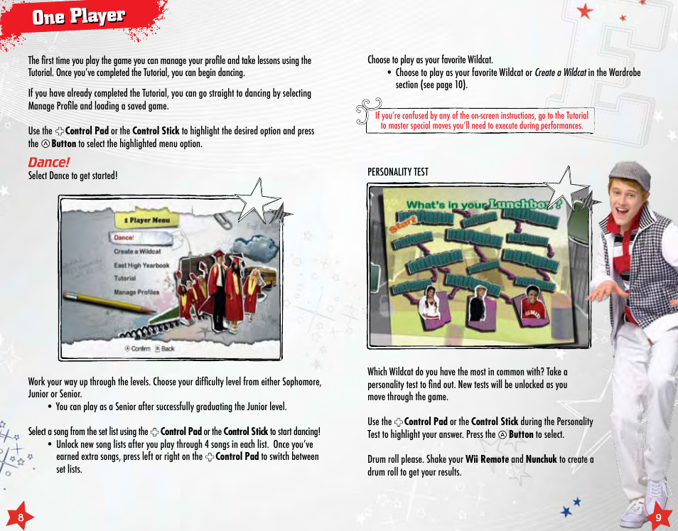 The cast, The cast one player one player, Dance | Disney Interactive Studios Nintendo Wii High School Musical 3: Senior Year DANCE! User Manual | Page 6 / 11