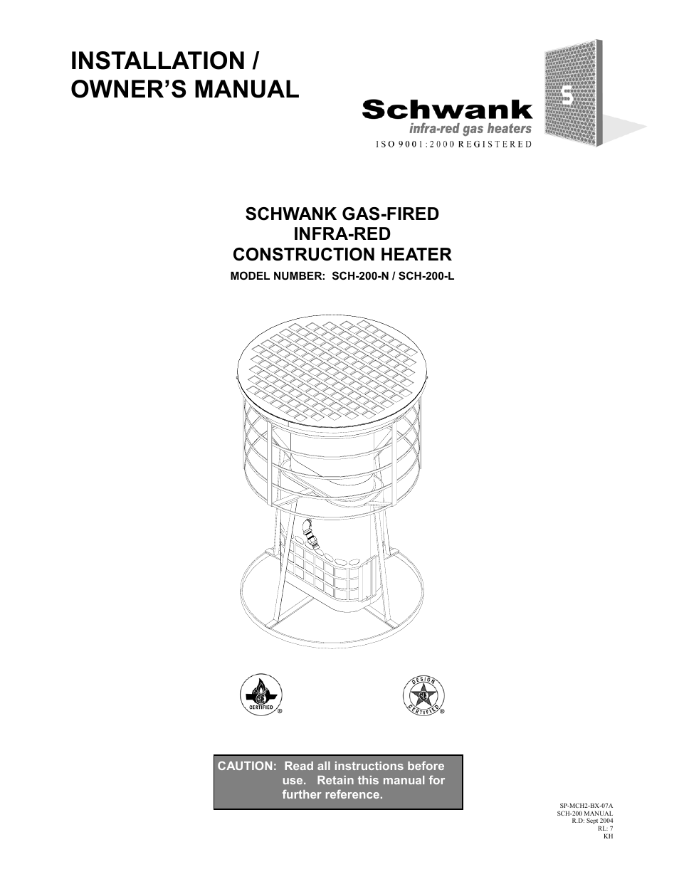 Schwank SCH-200 Construction User Manual | 15 pages