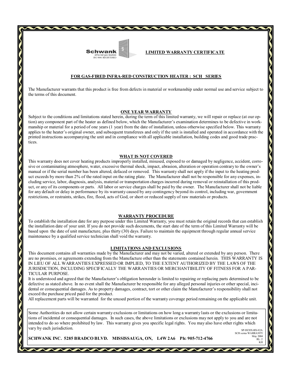 Schwank SCH-200 Construction User Manual | Page 15 / 15
