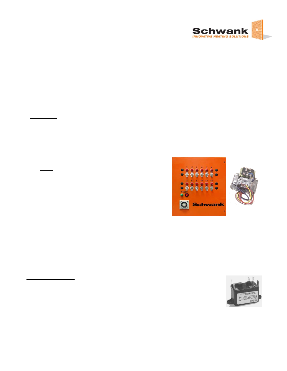 Schwank Control Panel - Arena User Manual | 6 pages