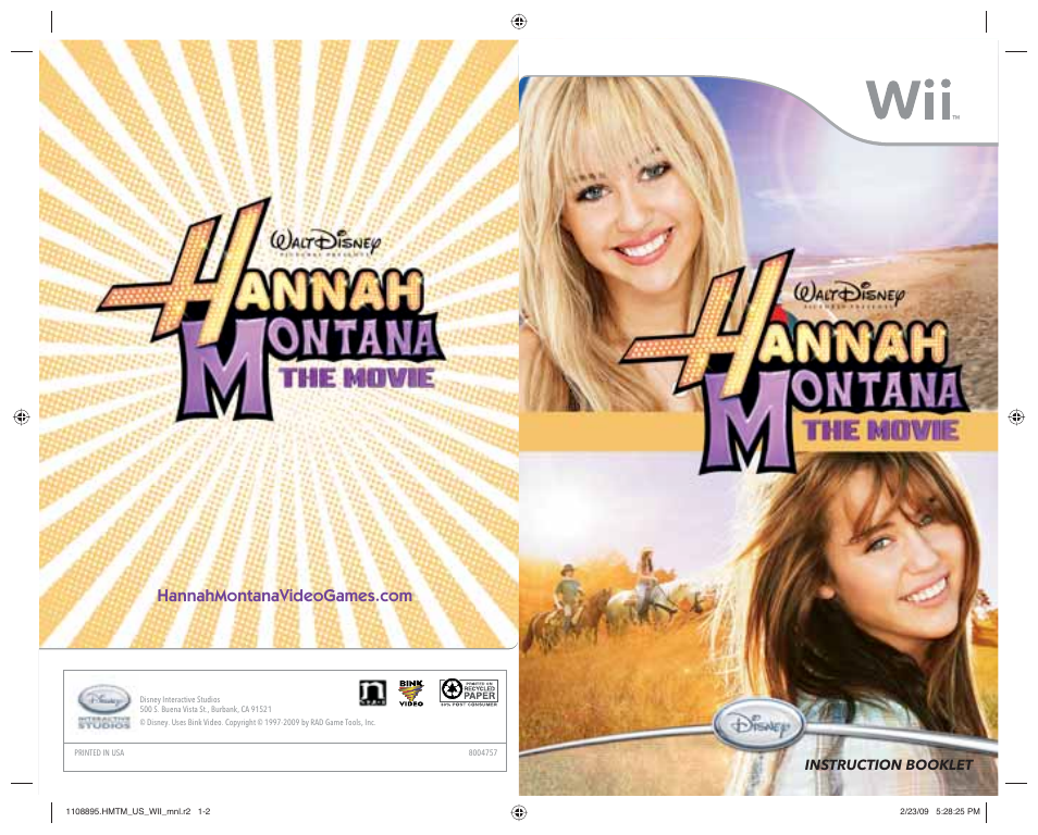 Disney Interactive Studios Hannah Montana: The Movie User Manual | 5 pages