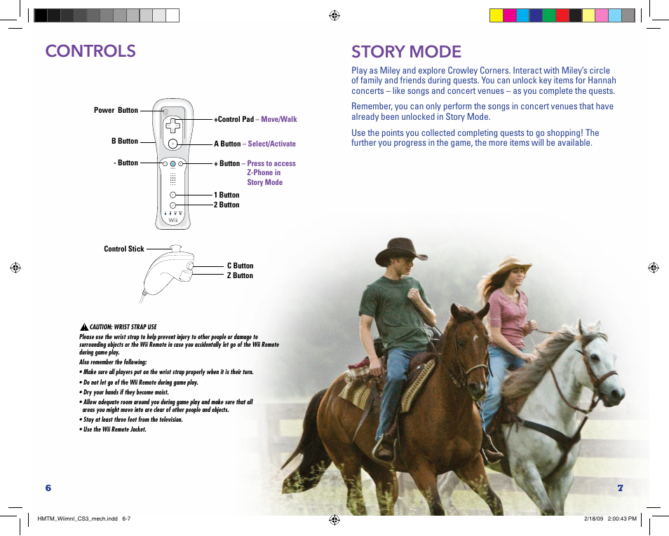 Controls, Story mode | Disney Interactive Studios Hannah Montana: The Movie User Manual | Page 4 / 5