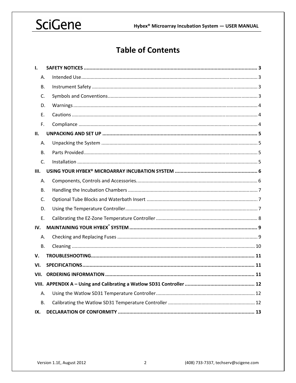 SciGene Hybex Microarray Incubation System User Manual | Page 3 / 14