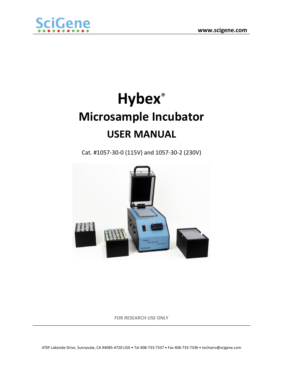 SciGene Hybex Microsample Incubator User Manual | 14 pages