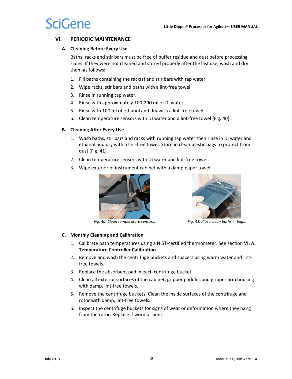Vi. periodic maintenance | SciGene Little Dipper Processor for Agilent User Manual | Page 19 / 26