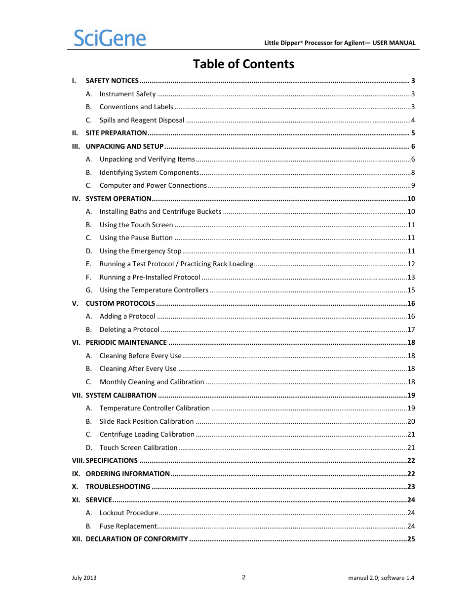 SciGene Little Dipper Processor for Agilent User Manual | Page 3 / 26
