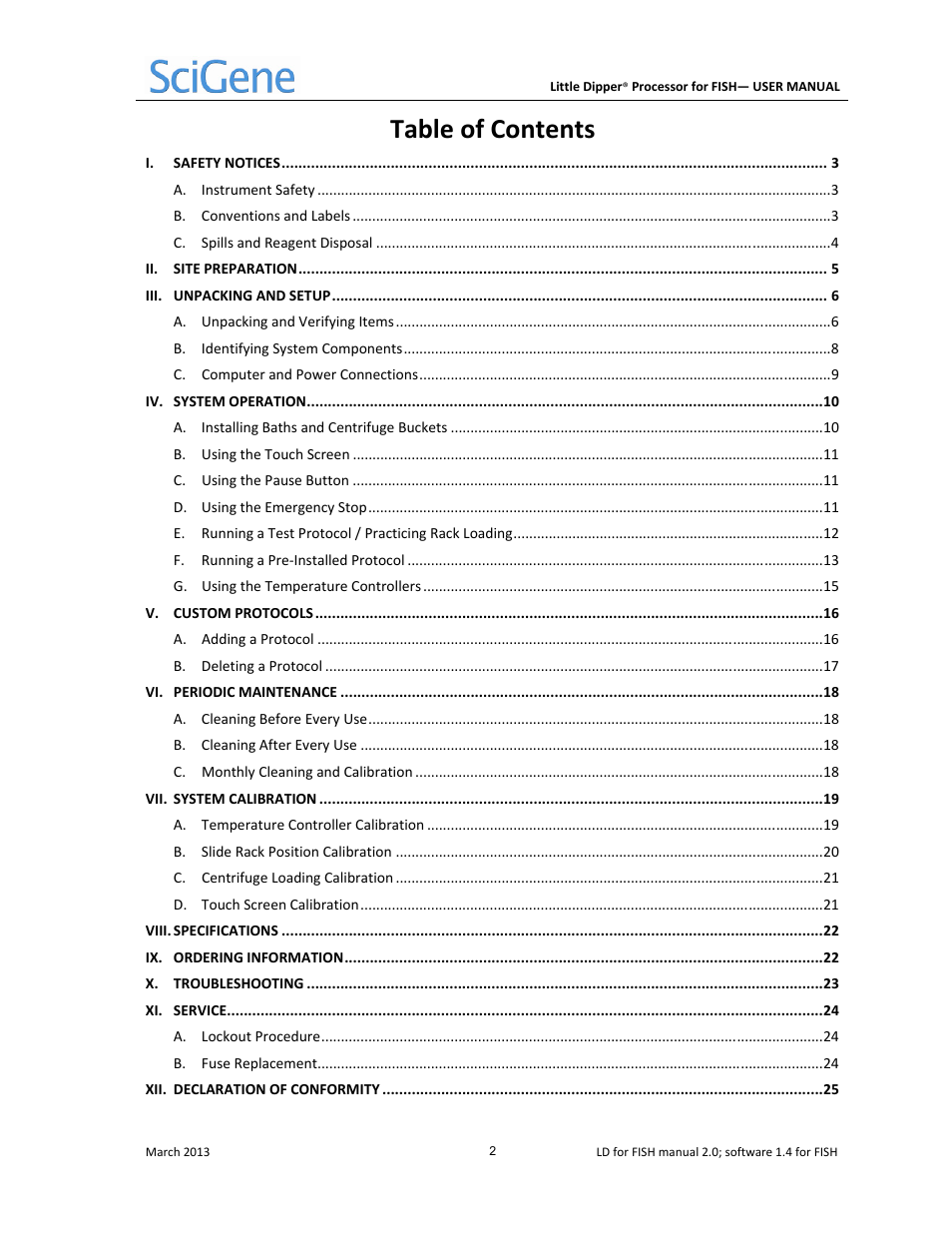 SciGene Little Dipper Processor for FISH User Manual | Page 3 / 26
