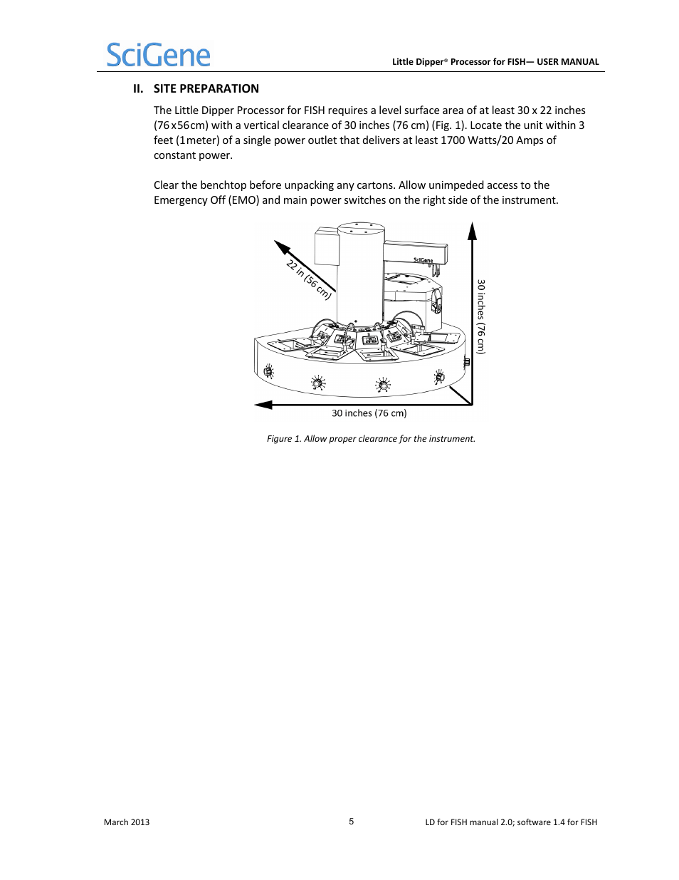 Ii. site preparation | SciGene Little Dipper Processor for FISH User Manual | Page 6 / 26