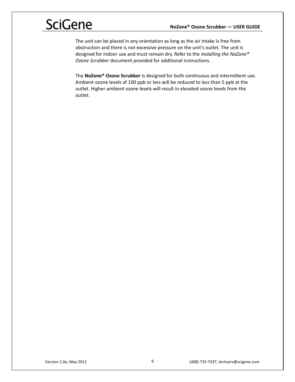 SciGene NoZone Ozone Scrubber User Manual | Page 7 / 10