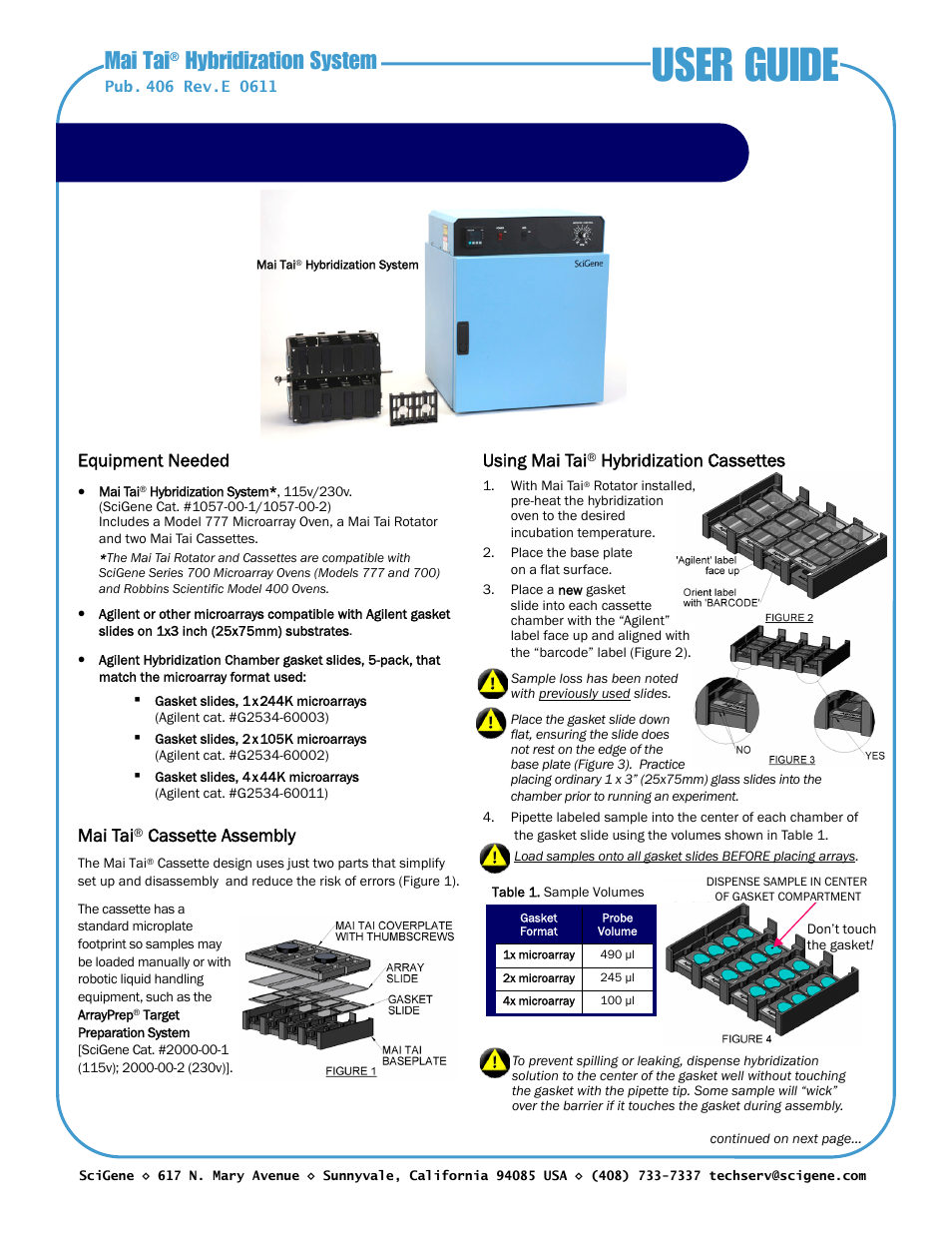 SciGene Using Mai Tai Hybridization Cassettes User Manual | 2 pages