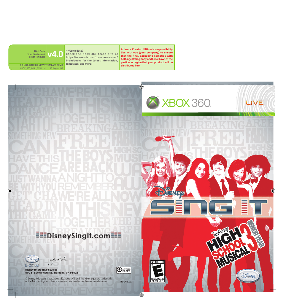 Disney Interactive Studios Disney Sing It: High School Musical 3: Senior Year User Manual | 6 pages