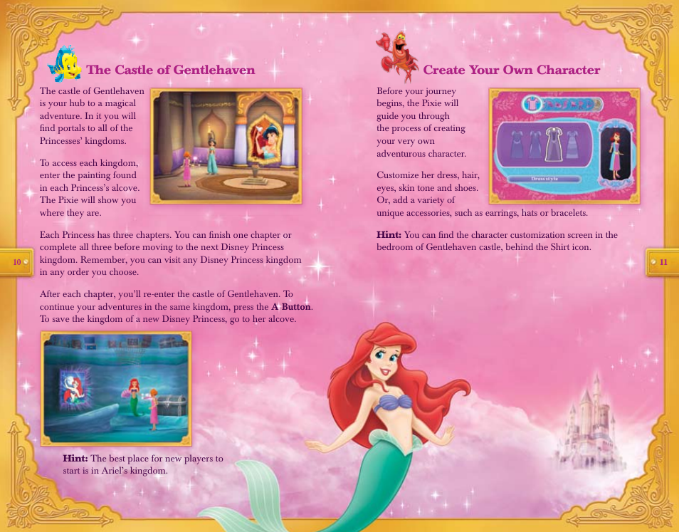 The castle of gentlehaven, Create your own character | Disney Interactive Studios Disney Princess: Enchanted Journey User Manual | Page 7 / 12