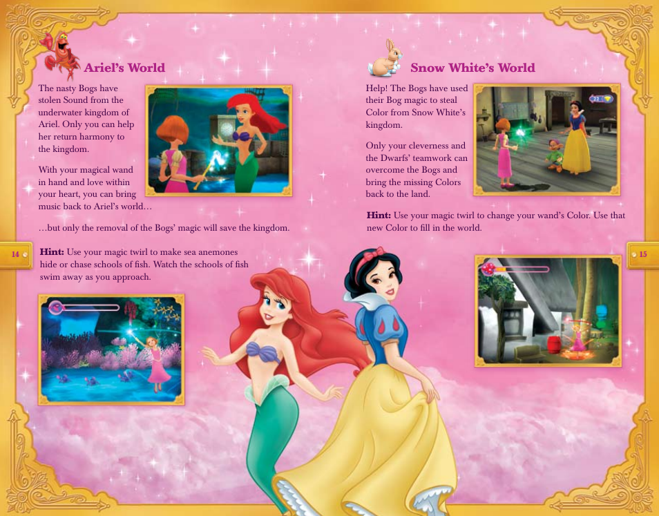 Ariel’s world, Snow white’s world | Disney Interactive Studios Disney Princess: Enchanted Journey User Manual | Page 9 / 12