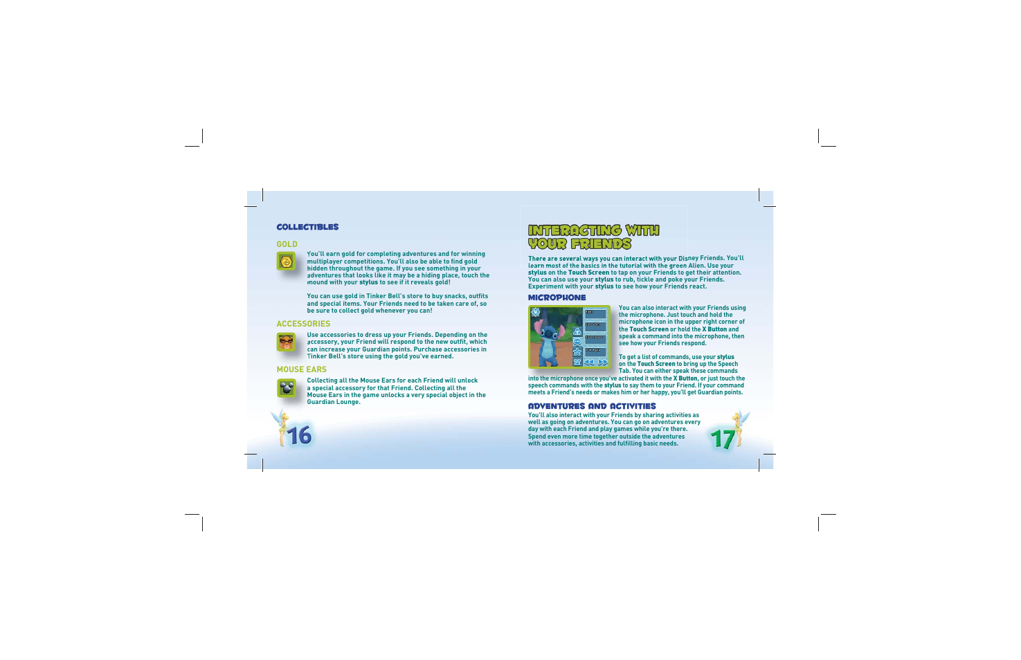 Collectibles, Microphone, Adventures and activities | Disney Interactive Studios Friends for Nintendo DS User Manual | Page 11 / 17