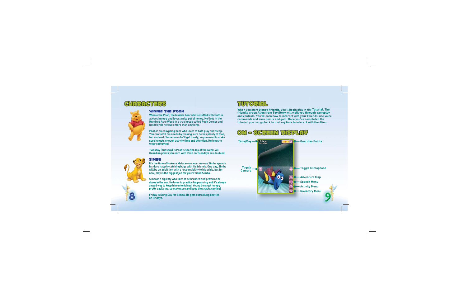 Winnie the pooh, Simba | Disney Interactive Studios Friends for Nintendo DS User Manual | Page 7 / 17