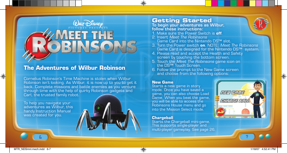 The adventures of wilbur robinson, Getting started | Disney Interactive Studios Meet the Robinsons: Robinson Industries for Nintendo DS User Manual | Page 4 / 14