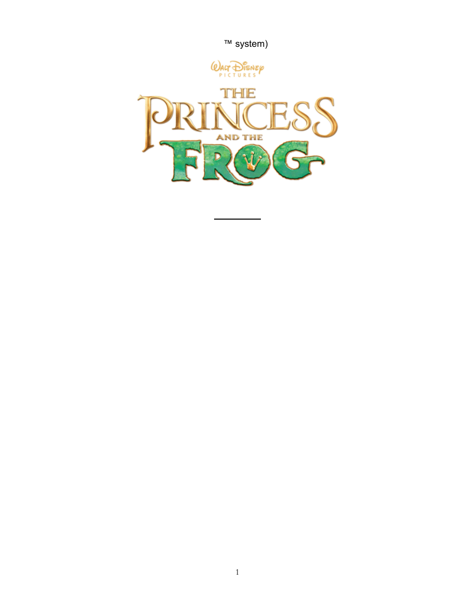 Disney Interactive Studios The Princess and the Frog for Wii User Manual | 7 pages