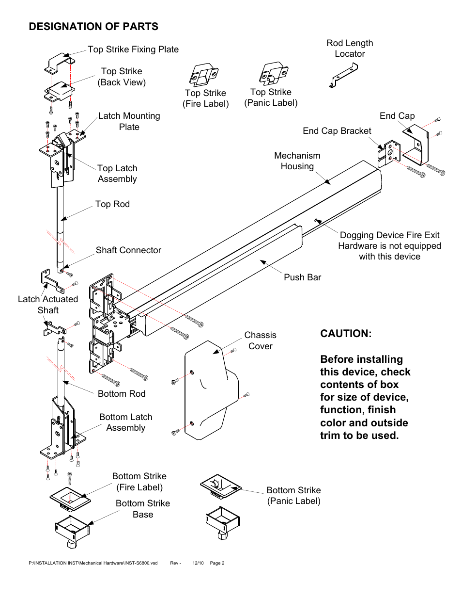 SDC S6100 SERIES REVERSIBLE PANIC/FIRE EXIT User Manual | Page 14 / 23