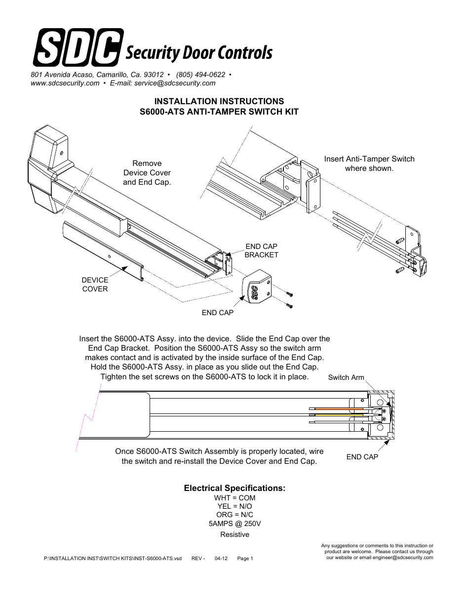 SDC S6100 SERIES REVERSIBLE PANIC/FIRE EXIT User Manual | Page 23 / 23