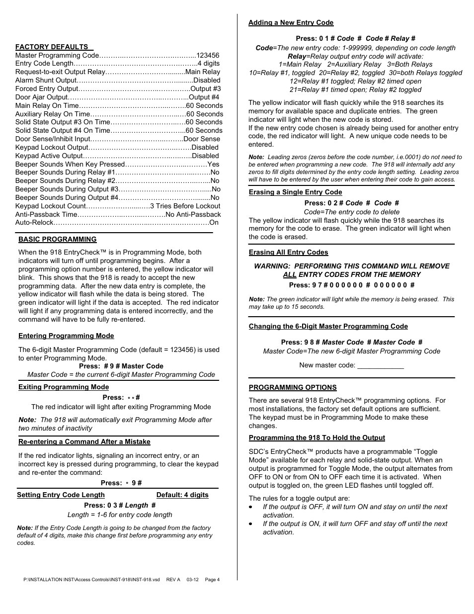 SDC 918 EntryCheck User Manual | Page 4 / 6