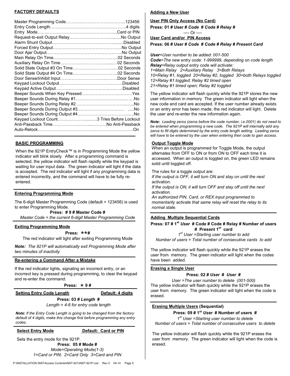SDC 921P EntryCheck User Manual | Page 5 / 9