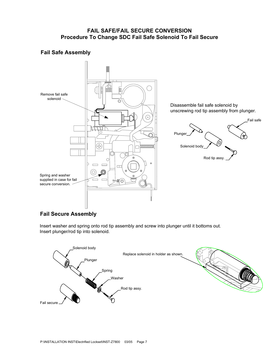 SDC Z7800 SERIES MORTISE LOCK User Manual | Page 7 / 7