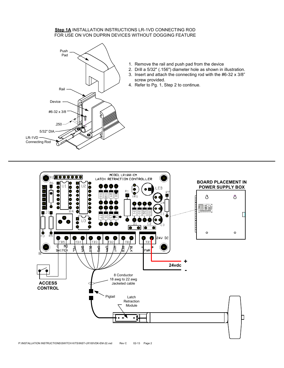 SDC LR100VDK-EM-22 ELECTRIC LATCH RETRACTION EXTERNAL MODULE VON DUPRIN 22 & 2227 User Manual | Page 2 / 3