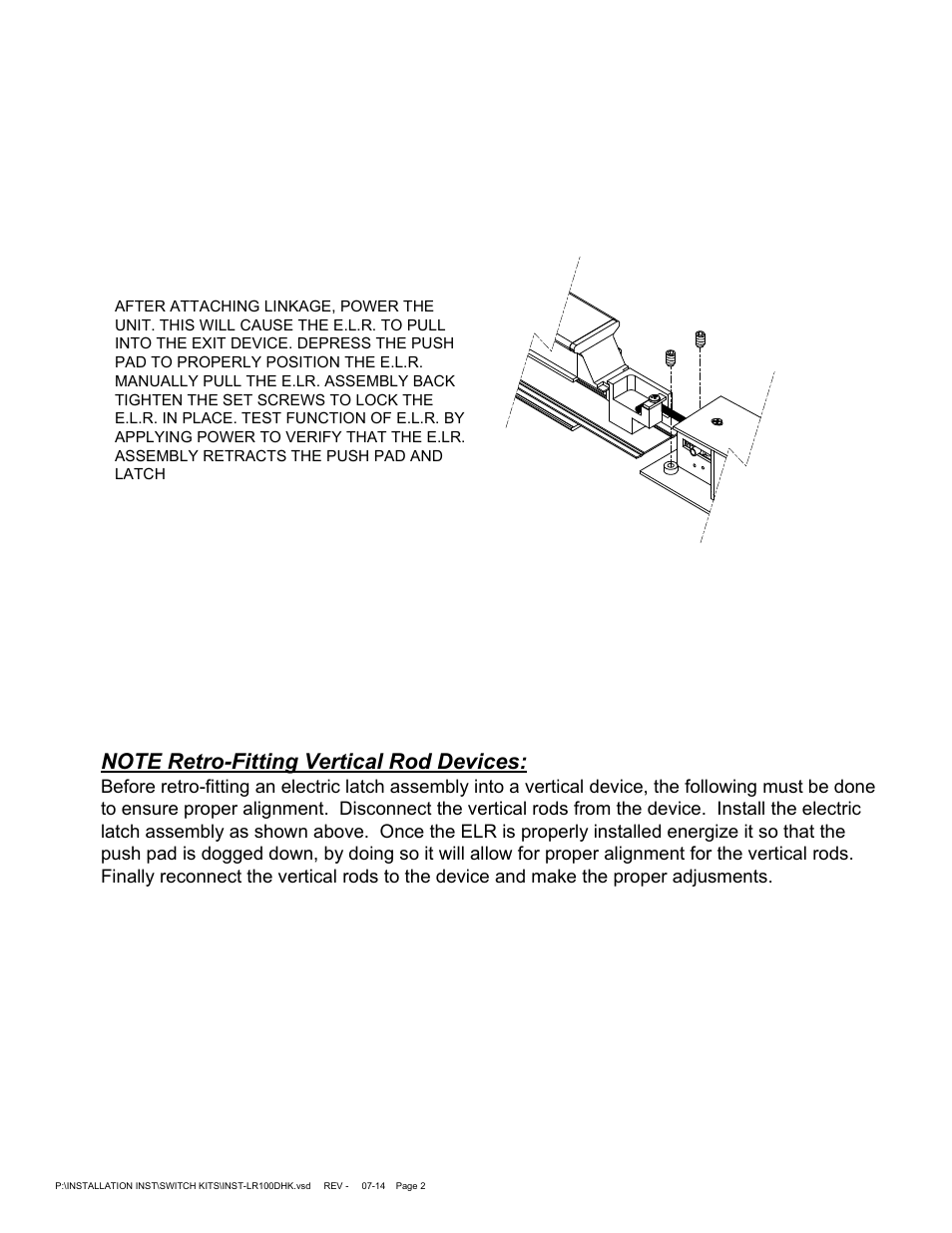 SDC LR100DHK ELECTRIC LATCH RETRACTION KIT DESIGN HARDWARE 1000R, 1000V User Manual | Page 2 / 2