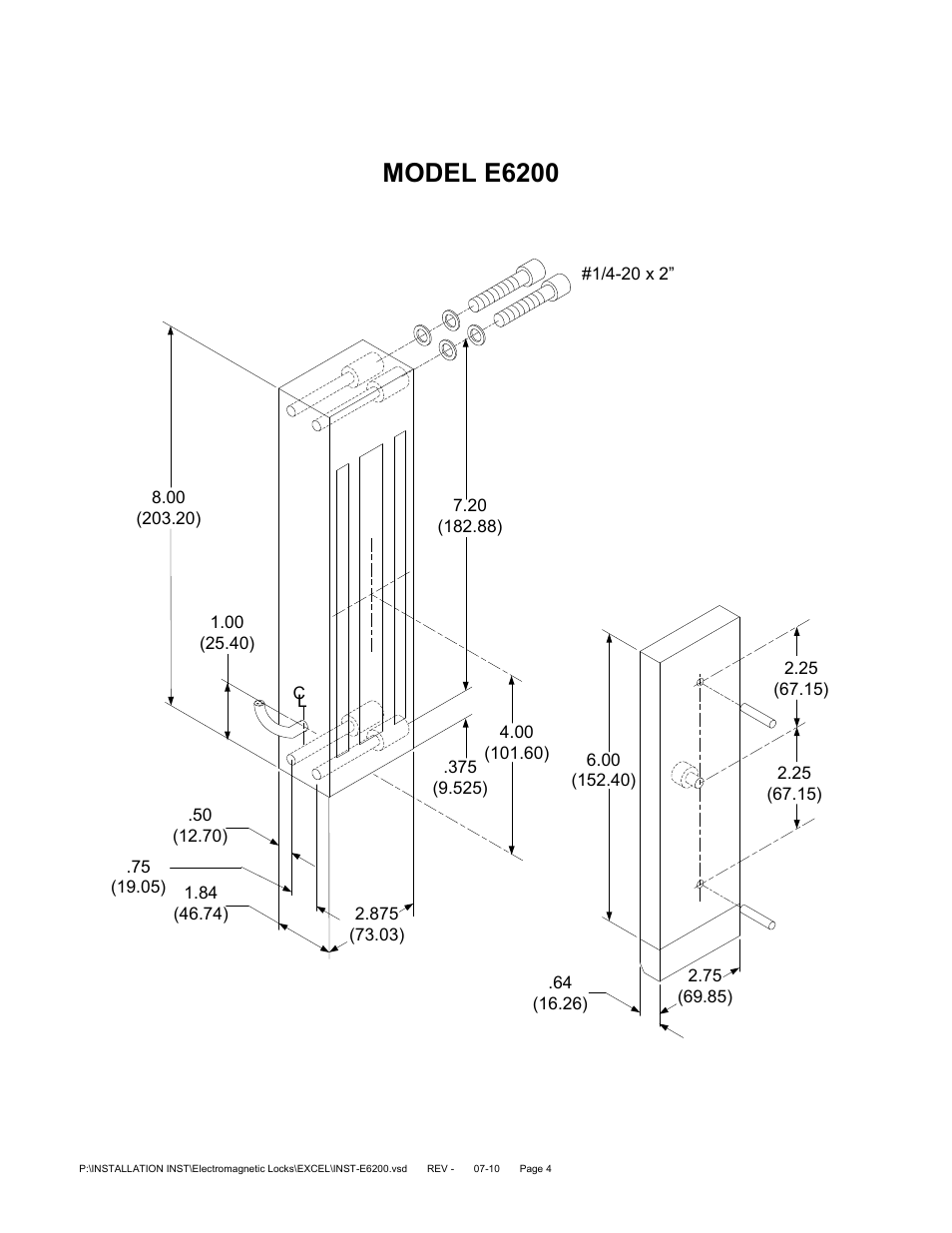 Model e6200 | SDC E6200 SERIES MAGNETIC LOCK User Manual | Page 4 / 4