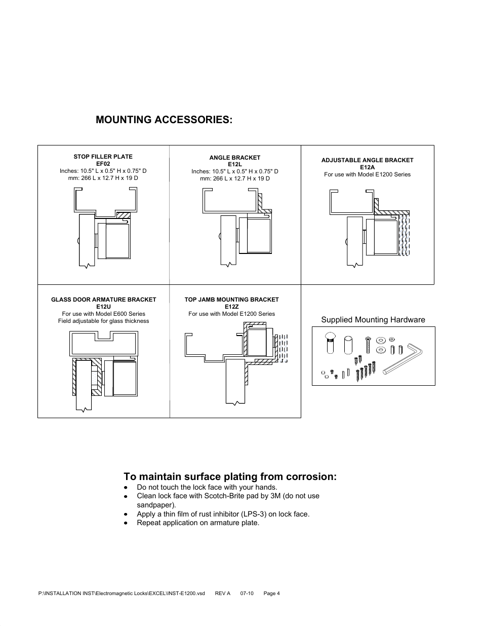 Mounting accessories | SDC E1200 SERIES MAGNETIC LOCK User Manual | Page 4 / 4