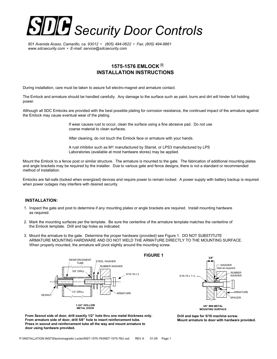 SDC 1576 EMLOCK User Manual | 5 pages