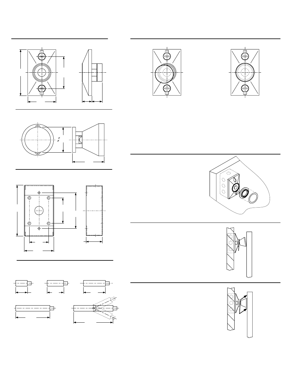 General dimensions, Assembly instructions, Step 1 | Step 2, Wrong ri ght step 3, Step 4, Step 5, Door magnet, Surface mount back box, Catch plate assembly | SDC EH SERIES ELECTROMAGNETIC DOOR HOLDER 1224, 24120, 24220 User Manual | Page 2 / 3