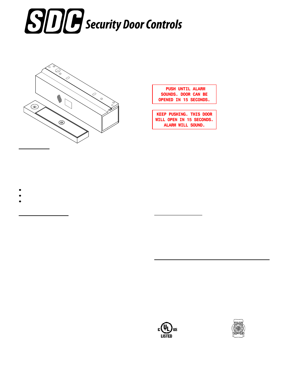 SDC 1511T EXIT CHECK DELAYED EGRESS EMLOCK User Manual | 13 pages