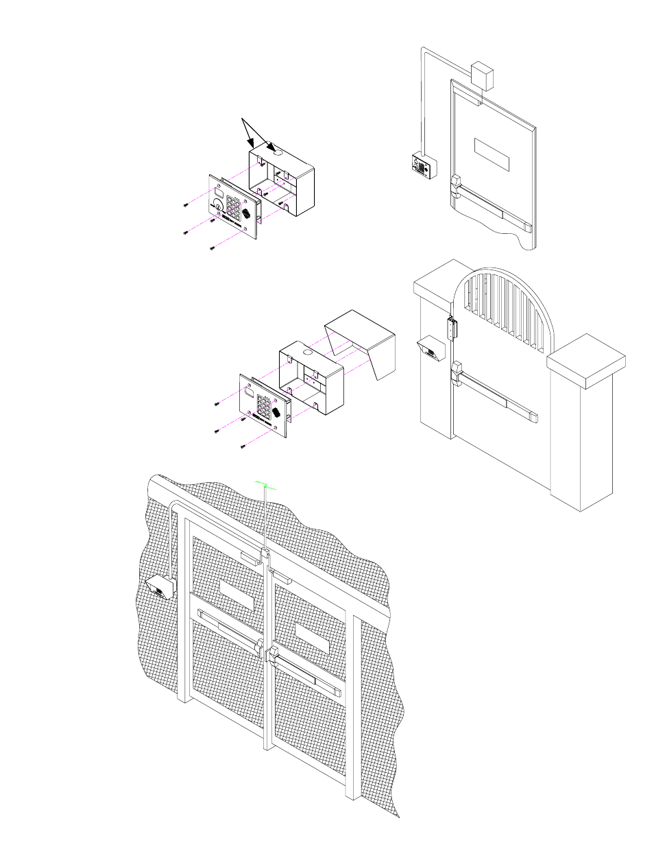 Surface mount 3 gang box to wall, Outside wall or post mounting with weather shroud | SDC 101-DE/101-KDE Delayed Egress Controller User Manual | Page 5 / 12