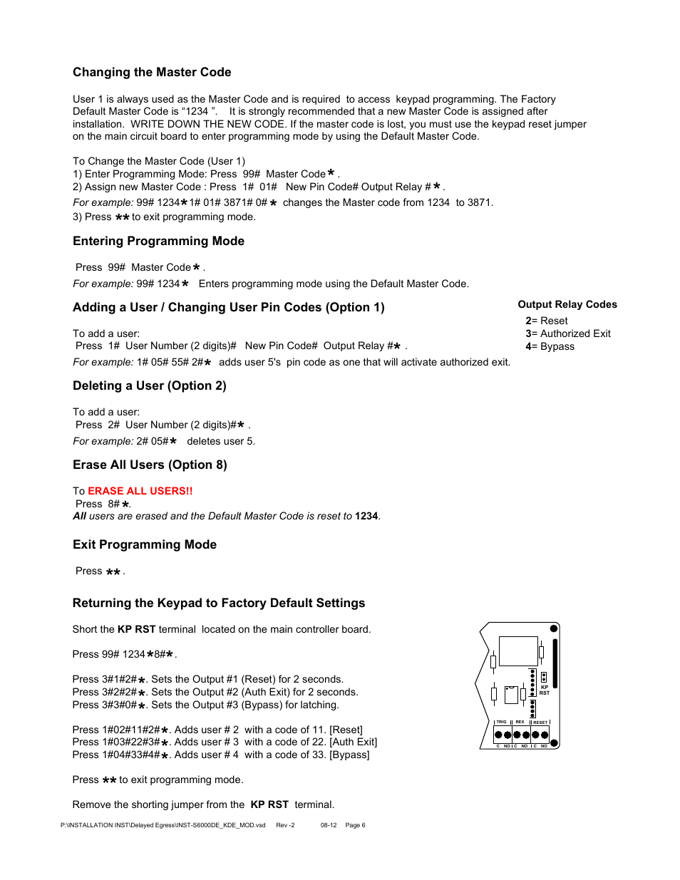 SDC S6000KDE DELAYED EGRESS DEVICE User Manual | Page 6 / 11