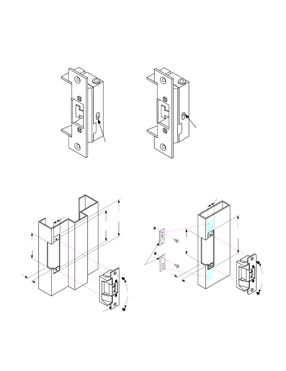 Typical aluminum frame, Typical hollow metal frame, Failsecure failsafe | SDC 45 SERIES ELECTRIC STRIKES User Manual | Page 2 / 4