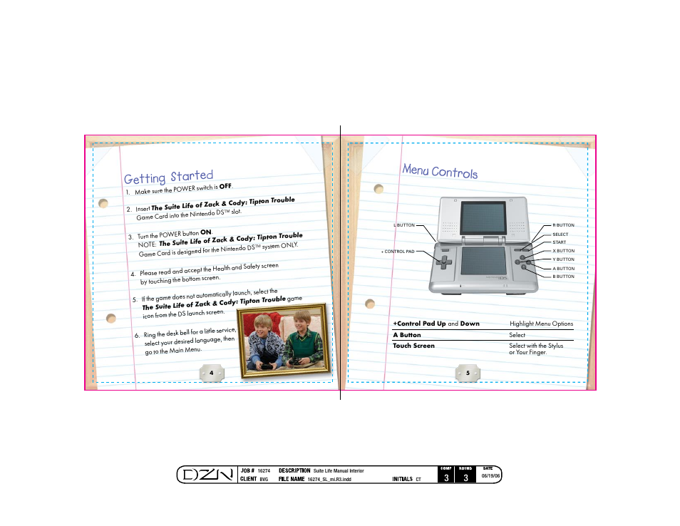 Getting started menu controls | Disney Interactive Studios The Suite Life of Zack and Cody: Tipton Trouble User Manual | Page 3 / 15