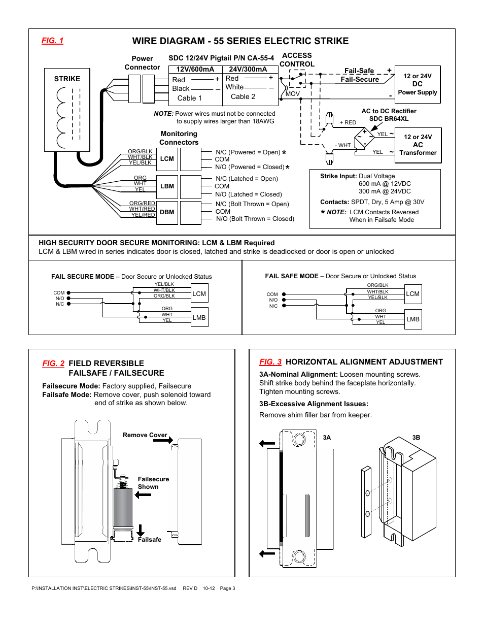 Wire diagram - 55 series electric strike | SDC 55 SERIES ELECTRIC STRIKE User Manual | Page 3 / 4